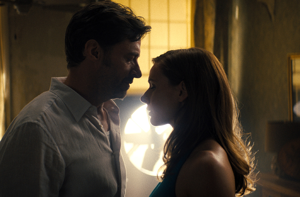 Rebecca Ferguson and Hugh Jackman in REMINISCENCE © 2021 Warner Bros. Entertainment Inc. All Rights Reserved.