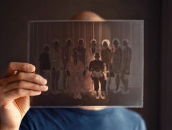 Regisseur Dieu Hao Do mit einem Negativ eines Familienfotos © 2022 Hanfgarn & Ufer Filmproduktion
